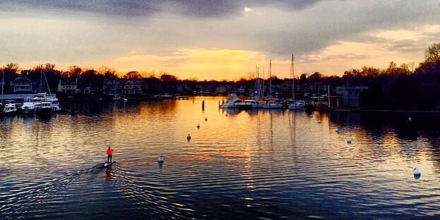 Paddle Boarding During Sunset on Chesapeake Bay